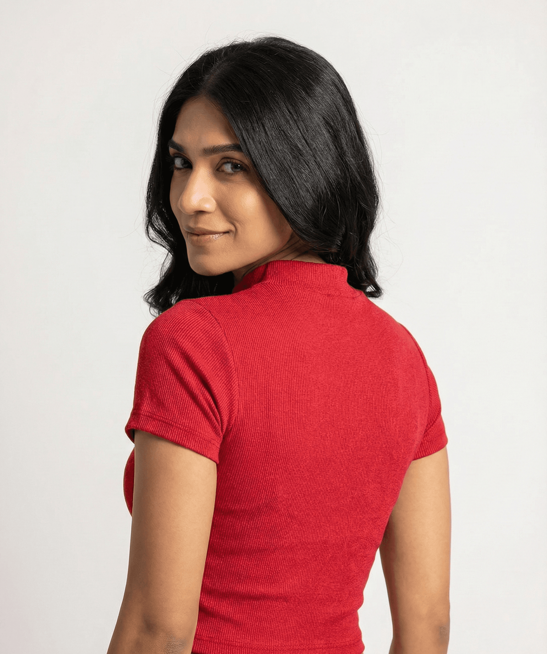 High-Neck Textured Short Sleeve Top view 1